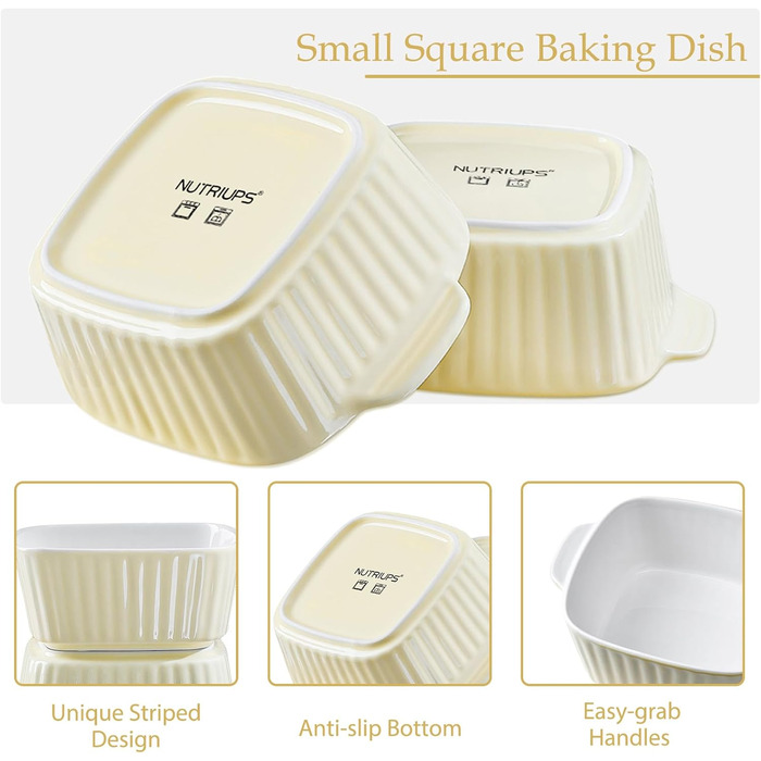 Набір форм для запікання NUTRIUPS 400мл, 4 шт., кераміка, жовтий (14.5 x 11.5 x 5.5 см)