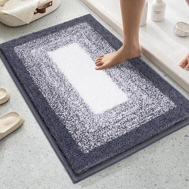 Enyhom Super Soft Microfiber Bath Rug - Non-Slip, Absorbent Bath Mat for Bathroom, Washable, 80x120cm, Dark Grey