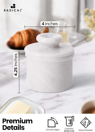Butter dish, handmade butter container made of marble, storage for the kitchen, white