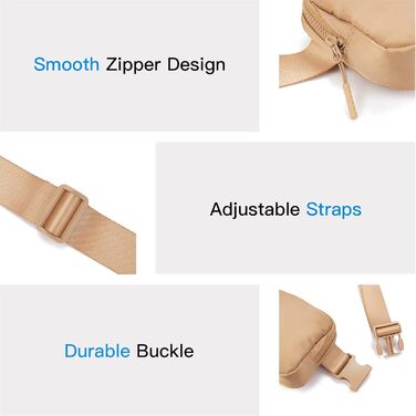 Сумка на пояс жіноча/чоловіча Telena, спортивна/модна, сумка через плече, кросбоді, з регульованим ремінцем, бежева (світло-коричнева)