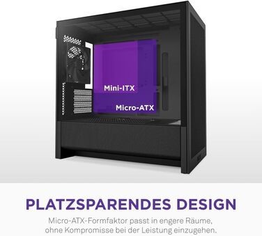 NZXT H3 Flow: Корпус для ПК Micro-ATX з оптимізованим повітряним потоком, 120мм вентилятор, підтримка Full-Size GPU, радіатори 280мм/240мм, чорний