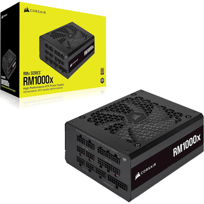 Блок живлення Corsair RM1000x 1000W 80 Plus Gold, повністю модульний, ATX, з японськими конденсаторами та 135-мм вентилятором, чорний