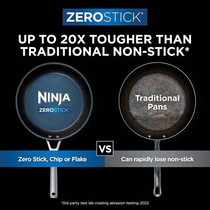 Сковорідки Ninja ZEROSTICK антипригарні, набір 24/28 см, стійкий до подряпин, алюміній, для індукції, компактне складання, сірий