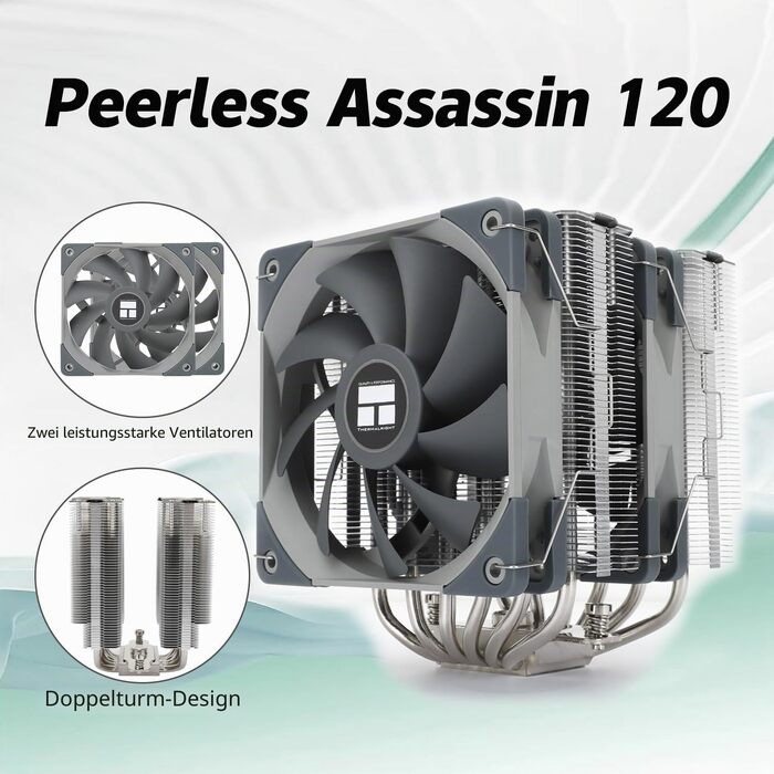 Кулер для процесора Thermalright Peerless Assassin 120 (PA 120), 6 теплових трубок, 2 вентилятори 120мм PWM TL-C12, AGHP, для AMD AM4/AM5, Intel LGA 1700/1200/115x/2011