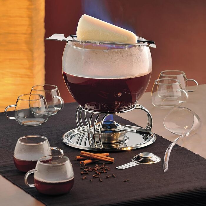 Kela Punch Bowl 3.5l FINA, Firepot Punch Bowl Pot heat-resistant, Punch Bowl Vessel Glass, Transparent, 22 cm