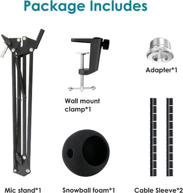 Кріплення для мікрофона Blue Snowball iCE, Popschutz та гнучкий канал для кабелів, сумісний з кріпленням Blue Snowball від YOUSHARES