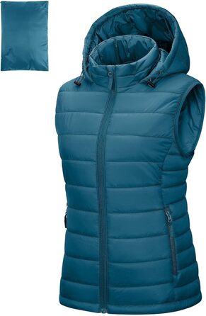 Стьобана жилетка Outdoor Ventures з капюшоном для жінок. Підходить для туризму, кемпінгу та їзди на велосипеді (Керамічно-блакитний, L)