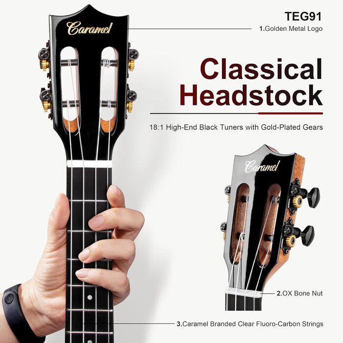 Гуталеле Caramel GEG95 Butterfly Bocote з аксесуарами: професійний 6-струнний акустичний та електро-інструмент для подорожей, 76,2 см, ручної роботи