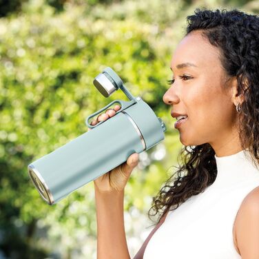 Ninja Thirsti Water Bottle/Thermo Cup to go, 700ml, leak-proof lid, for carbonated, hot & cold drinks, triple-insulated travel mug, stainless steel bottle, Mint, DW2401EUUKMT