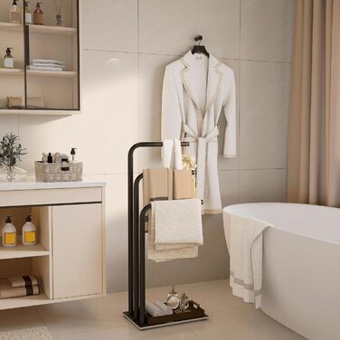 Підставка для рушників Yawinhe, чорна, з 3 стійками, з нержавіючої сталі, 39x26x90 см