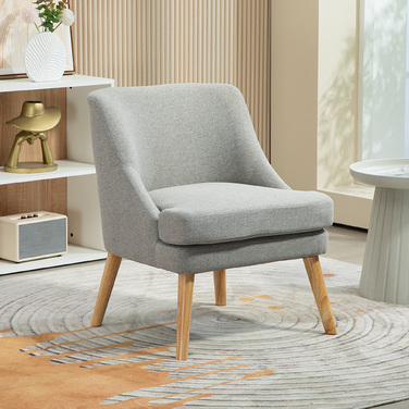 HOMCOM Armchair Lounge Chair with Linen Look, Armrests, Padded Recliner with Wooden Legs, for Living Room, Bedroom, Light Grey | Aosom