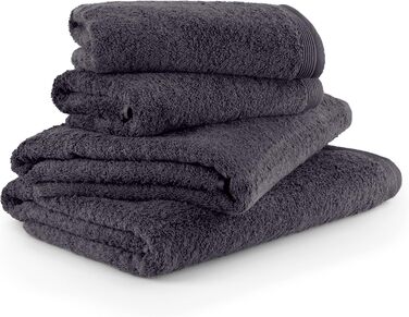 möve Superwuschel Towel Set, 2 Bath Towels 80 x 150 cm & 2 Hand Towels 50 x 100 cm, Made in Germany, 100% Cotton, Dark Grey