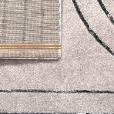 Килимок для вітальні TT Home з коротким ворсом, геометричний дизайн, абстрактний стиль, сірий колір, 80x150 см