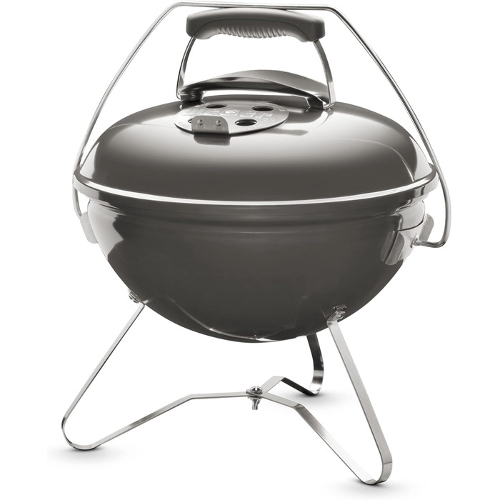 Вугільний гриль Weber Smokey Joe Premium, портативний, 37 см, з порцеляновим покриттям, кришка та котел, сірий, ручка для перенесення