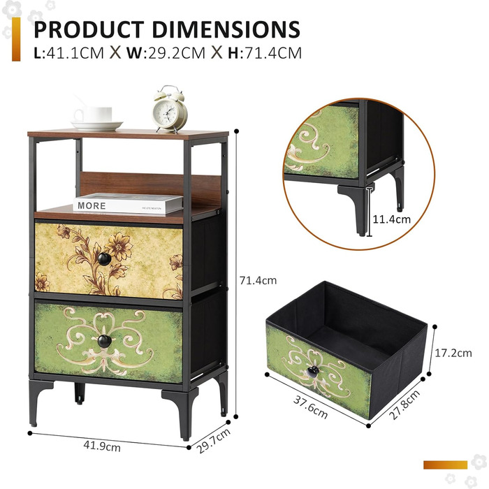 LYNCOHOME Chest of Drawers Cabinet with 8 Fabric Drawers, Sideboard with Fabric Drawers, Drawer Unit for Kitchen Office Entryway, TV Stand with Fabric Drawers (2 Pack 2 Drawers)