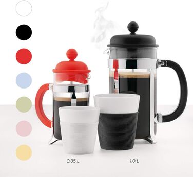 Bodum CAFFETTIERA Coffee Maker (French Press System, Permanent Stainless Steel Filter, 0.35 liters) Red 3 Cup Red