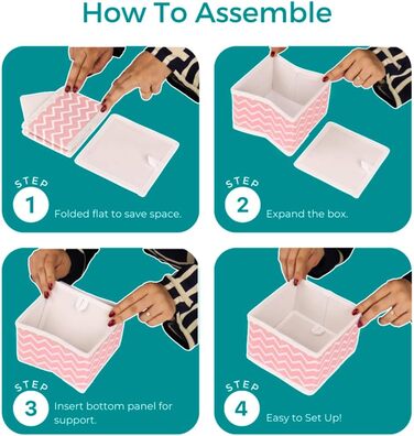 Qoolish Rosa Drawer Organizer, Set of 6 Sturdy Drawer Organizers to Sort Your Bedroom, Closet, and Drawer - Organize Your Space with our foldable
