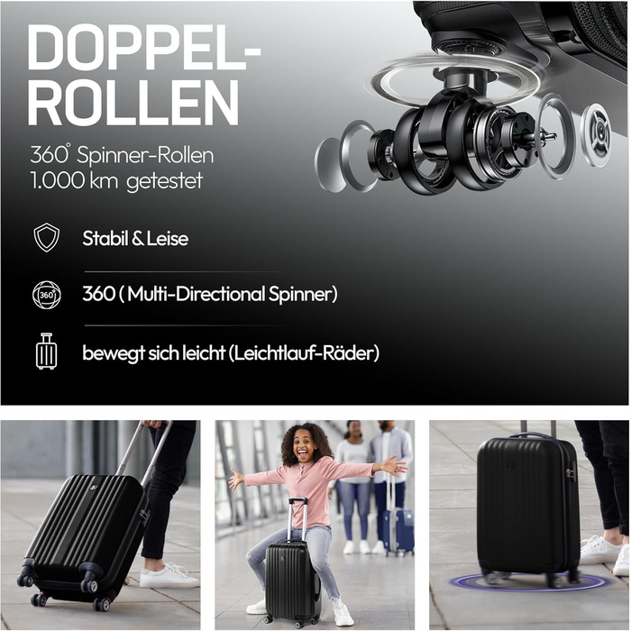 Набір валіз FERGÉ 3 шт. з жорстким корпусом, розширюваний, Toulouse, валіза-тролі, (ручна поклажа, L, XL), валіза з ABS, валіза на 4 колесах, рожевий (ручна поклажа, чорний)