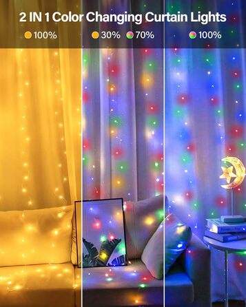 Ламповий фонтан 3x3м, 300 LED, USB, 8 режимів, пульт, IP65, для декору, свята, вечірки, тепле світло, мідний дріт