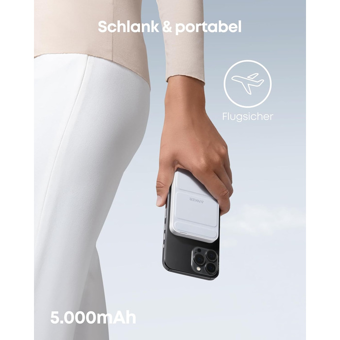 Anker MagGo Powerbank 5000mAh з магнітним з'єднанням, USB-C, для iPhone 17/16/15/14/13/12