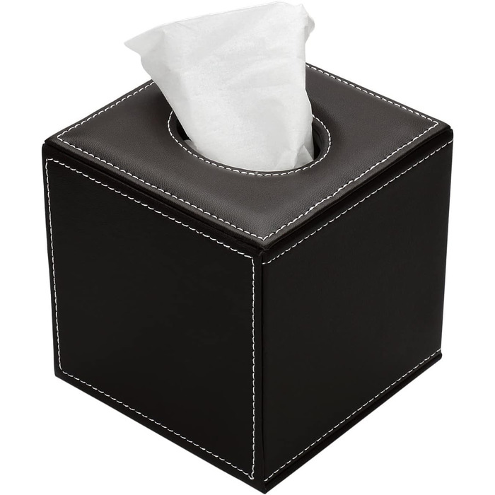 KINGFOM Скляна коробочка для серветок, шкіряна обкладинка, органайзер для дому, авто, офісу (коричневий)