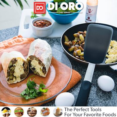 Лопатка кухонна DI ORO Silikon - набір 3 шт. Стійка до високих температур (315°C), BPA-free, для антипригарного посуду, підходить для яєць, млинців та бургерів