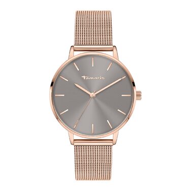 Годинник Tamaris для жінок – елегантний рожево-золотий сітчастий ремінець / сірий циферблат