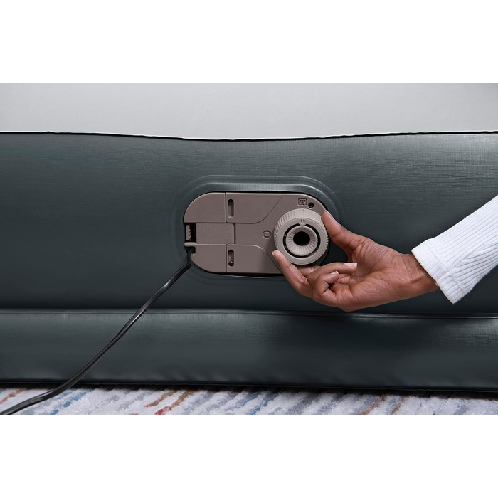 Надувний матрац Novaluxe з вбудованим електронасосом та подушкою, сірий 191x97x38 см