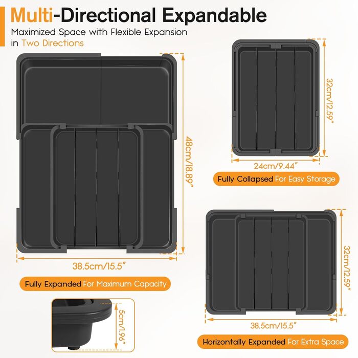 Органайзер для столових приборів розширюваний, для шухляд, 4-7 секцій - ідеальне зберігання в кухні