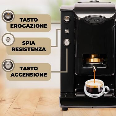 FABER COFFEE MACHINES | Slot Plast Model | POD Coffee Machine 44 mm | Adjustable Brass Pad Press (SCHWARZ/SCHWARZ)