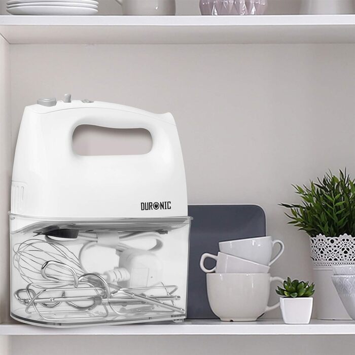 Електричний ручний міксер Duronic 400W з набором насадок: вінчики, гаки для тіста, міксер для випічки, тіста та збивання яєць