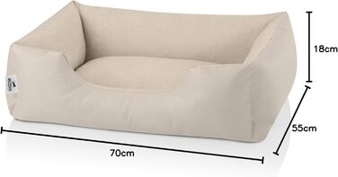 Лягушкове ліжко для собак BedDog Zara, м'яке ліжко-подушка для собак знімним та пральним чохлом, кошик для собак, собаче ліжко-диван, для маленьких собак, S L 70 x 55 x 18 см, світло-пісочний (світло-бежевий)