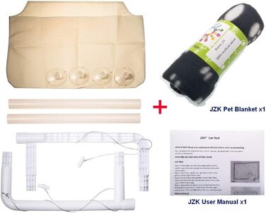 Гамак для котів JZK з підвісним місцем біля вікна + ковдра, ліжко для сонячних ванн, м'яке ліжко для котів, собак, кроликів та інших дрібних тварин