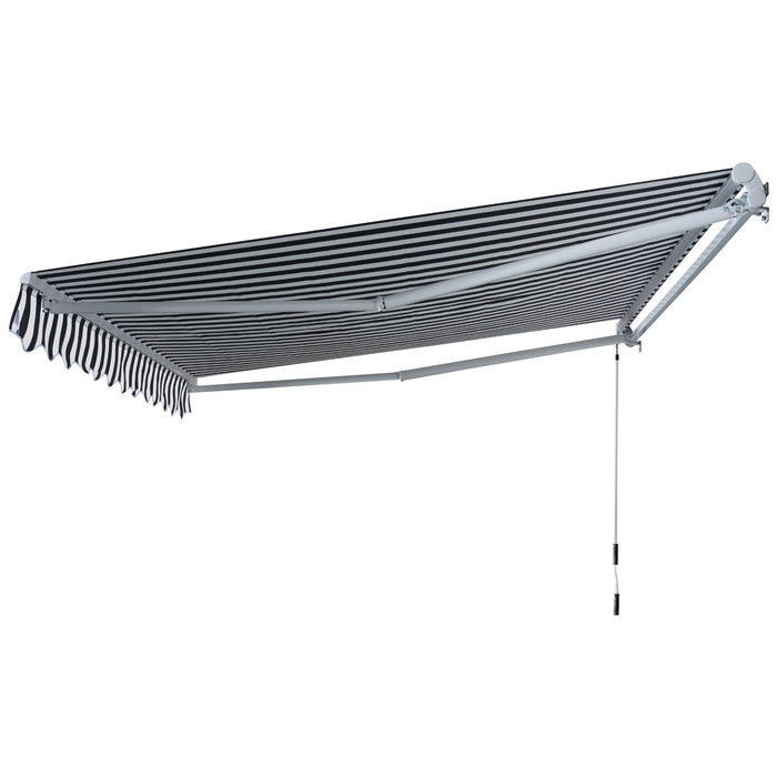 Markiza Outsunny з шарнірною консоллю та ручною кришкою 3,5x2,5м сіра та біла, сонцезахист з алюмінію та поліестеру для тераси та балкону