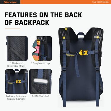SKYSPER ISHELL 30 Foldable Backpack 30L Ultra-light Daypack Packable Daypack Waterproof Hiking Backpack Travel Backpack for Camping Outdoor Hiking Travel (Ishell30-navy blue)