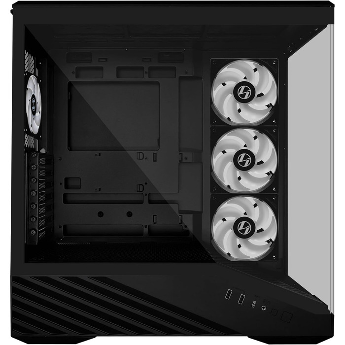 Корпус для ПК Lian Li Vector V100 чорний – ATX Midi Tower з темперованим склом, RGB-підсвічуванням, 4 x 120 мм вентилятори, підтримка радіатора 360 мм, GPU до 415 мм, сумісний з Back Connect