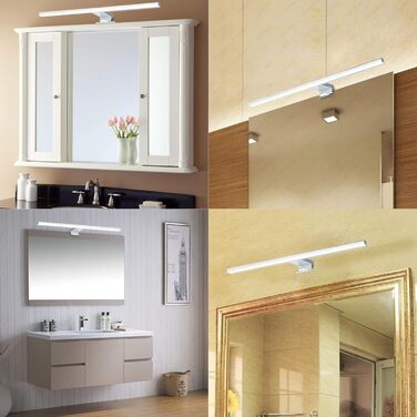 Azhien LED Mirror Light Bathroom 10W 820LM 60cm Neutral White 4000K, Slim 14mm Width 3in1 Mounting IP44 230V Wall Light Mirror Lamp 600mm, No Flickering Bathroom Cabinet Mirror Lights