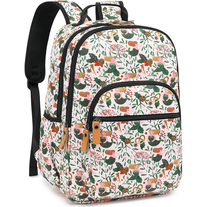 Шкільний рюкзак Leaper з квітковим принтом, сумка-рюкзак, сумочка для книг, жіноча сумка. Темно-синьо-білий квітка 2 (46, світло-рожева русалка)