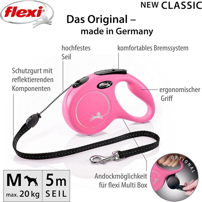 Рулетка для собак Flexi Classic S Seil 5 м, рожева (5 м, 1 шт.)