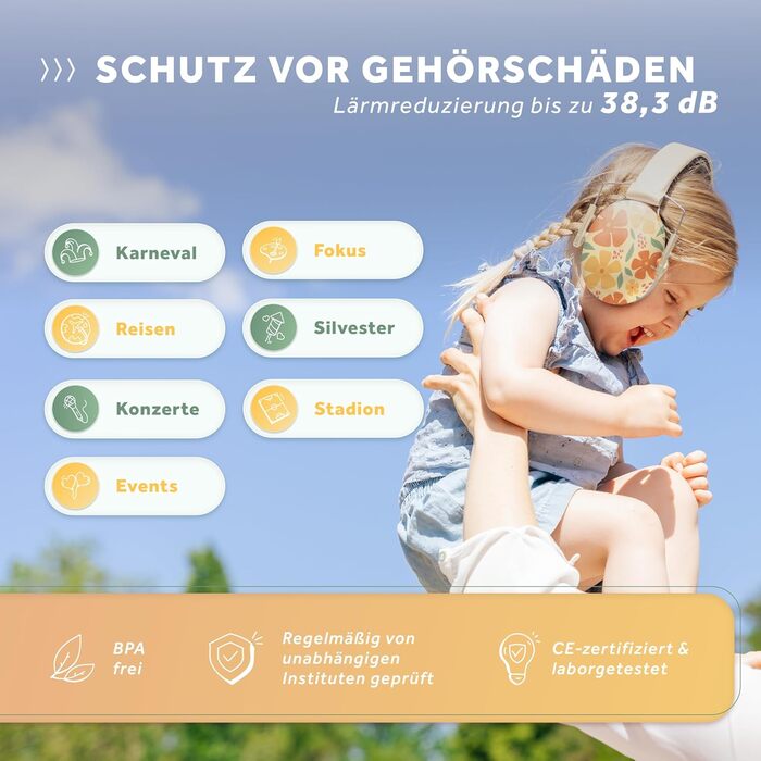 Schallwerk® Kapselgehörschutz Kiddies (Flower) - Навушники для захисту слуху дітей (Квіти) | Захист від шуму, комфорт, преміум-якість