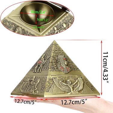 BSTKEY Windproof Ashtray in Vintage Style with Lid - Pyramid Modeling Table Ashtray (Green Bronze)