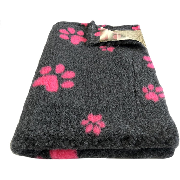 Килимок для собак Elropet Vetbed - преміум якість, 22 мм, для малих та великих собак. Розміри S/M/L (M 100x80 см, темно-сірий + рожева лапка)