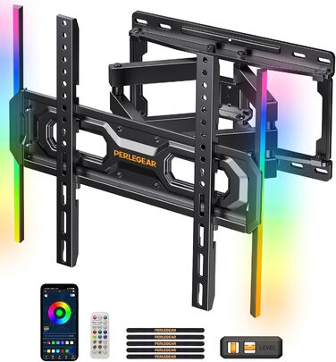 Кріплення для телевізора Perlegear з підсвічуванням LED, для телевізорів 26-65 дюймів, до 45 кг, VESA 400x400mm, поворотне, розсувне, нахильне PGMF20
