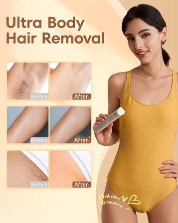 Електричний триммер для бікіні VG VOGCREST: безболісний жіночий депілятор для тіла, для рук, ніг, зони бікіні (рожеве золото)