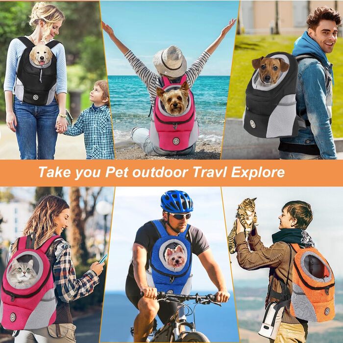 Рюкзак для собак та котів: переноска-рюкзак для маленьких тварин з дихаючим дизайном та водонепроникним дном для подорожей та активного відпочинку (Orange)