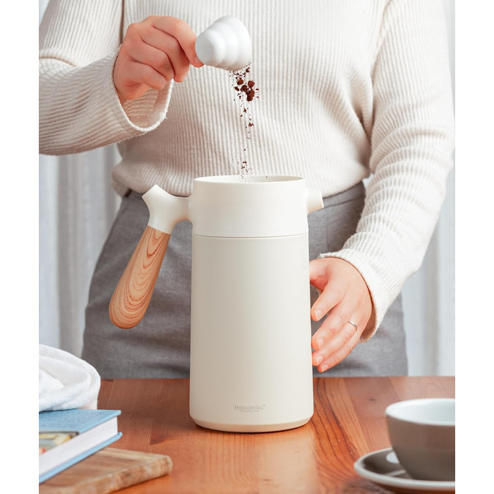 HEEMBURG French Coffee Press 1L - High-quality stainless steel thermal coffee maker | Double-walled insulated coffee press for perfect coffee & tea