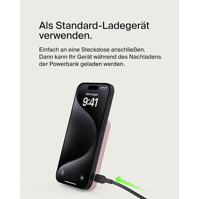 Powerbank Belkin BoostCharge Pro 10000mAh з Qi2 та MagSafe, рожевий, з інтегрованим підставкою, для iPhone 17, Air, 16, 15, 14, Pixel та інших