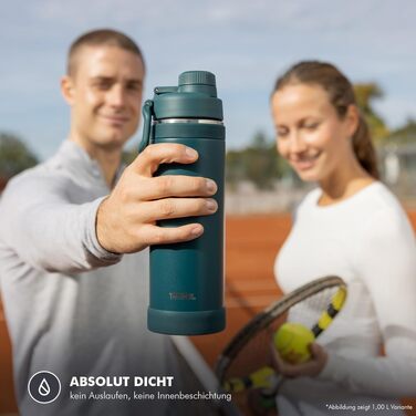 Термос Thermos Ultralight Max 1.0 л зі сталі, світло-блакитний (Tourmaline Mat) — легка вакуумна пляшка для спорту та подорожей, зберігає тепло 12г та холод 24г