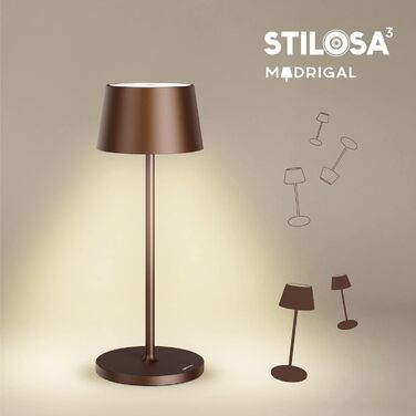 Стильна LED-лампа Stilosa на акумуляторі - бездротова, диммер, сенсорне керування, USB-C, для дому та на вулицю (діаметр основи 30 см, бронза)