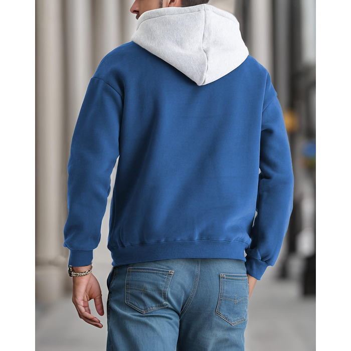 Чоловічий худі з капюшоном, довгим рукавом, вітрозахисна куртка, блоковий колір (S, T-блакитний)